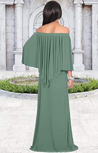 Image of KOH KOH Womens Strapless Off Shoulder Flattering Cocktail Maxi Dress Gown