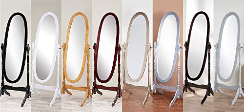 GTU Furniture Swivel Adjustable Full-Length Oval Wood Cheval Floor Mirror, in White/Black/Cherry/Oak/Silver/Gold Finish (Oak)