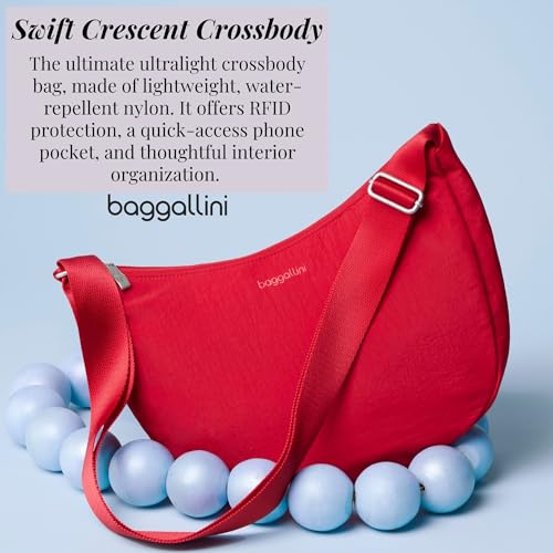 Image of Baggallini Swift Crescent Crossbody Bag for Women - Lightweight 12 inchx8 inch Travel Purse Handbag