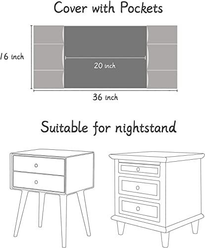 Qiden Nightstand Cover, Rectangle Bedside Tablecloth With Pockets And Tassel, Cotton Linen Waterproof Small Tablecloth Tv Cabinet Washer Dryer Fridge Top Dust Cover-D-16 X 36 Inch #TOP1