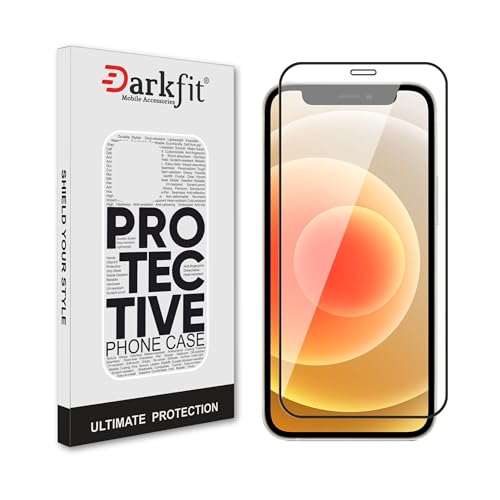 Image of DARKFIT Tempered Glass Premium Screen Protector Compatible for iPhone 12 Pro Max | Edge to Edge Coverage with Easy Installation Kit | Scratch Resistance | HD Clear Glass (Black Border) | Pack of 1