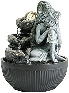 Creative Touch Fountain Edition Harmony Indoor Water Fountain with LED Light | Size 21 x 17.5 x 25 Cm | Dual USB & 3 Pin UK Plug Included, Gold