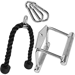 Maquina De Puentes Gym C.PSports Juego de Cuerda para tríceps de 70 cm + Mango Paralelo de Acero 14 cm + 2 mosquetones de 80 mm x 8 mm – Ayuda para el Entrenamiento de bíceps/tríceps, Cable – Antideslizante/Cromado