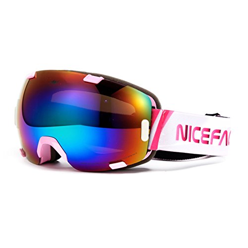 Lunettes de ski pour porteurs de lunettes SE7VEN anti-buée avec double écran rose sans cadre