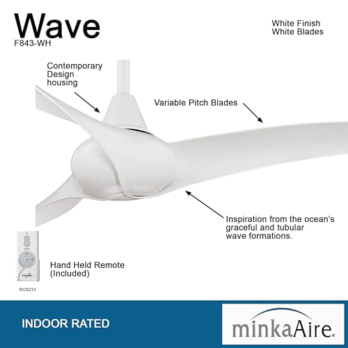 MINKA-AIRE F843-WH Wave 52 Inch 3 Blade Ceiling Fan, White thumbnail 6