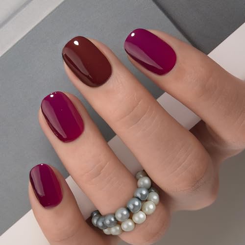 Image of CurvLife Soft Gel Square Press on Nails Extra Short, Solid color Fake Nail with Apricot Design, Full Cover False Nails Tips Glossy Nude Glue on Nails Artificial Stick on Nails for Women