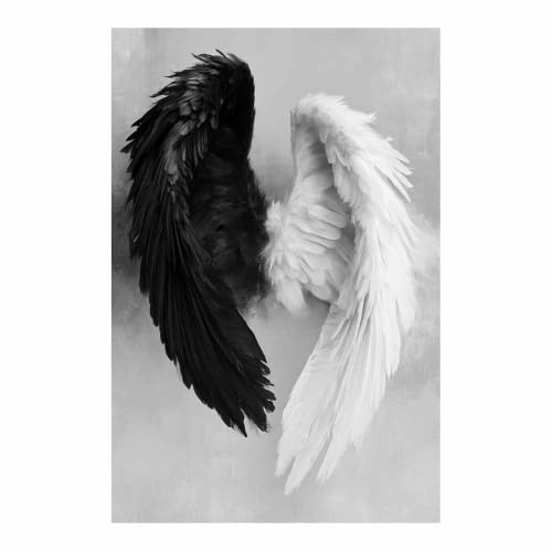 Affiche noir et blanc ailes d'ange pour habiller un grand mur vide tableau toile 80x120