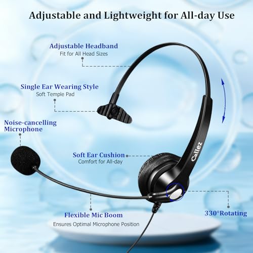 Auriculares RJ9 telefono fijo Callez mono elimina ruido ambiental para llamadas de escritorio 6