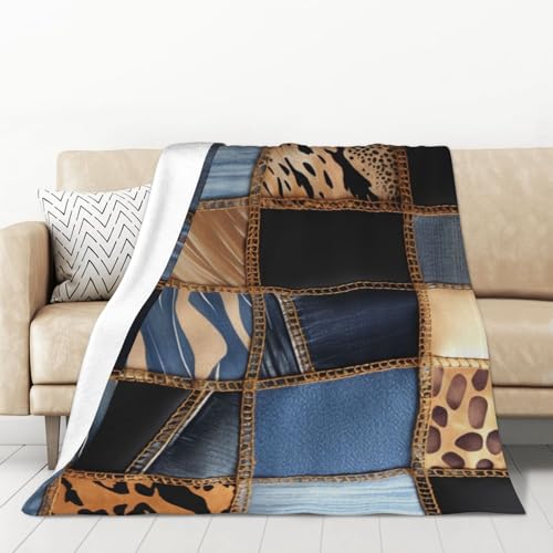 Couverture en flanelle patchwork idée cadeau chaleureuse 127x178