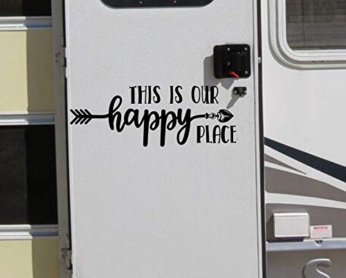Diuangfoong Happy Place Rv Decal Decor for Camper Or Motorhome Or Travel Trailer. Rv Door Decal This is Our Happy Place