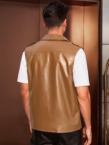 Image of Lars Amadeus Faux Leather Vest for Men's Motorcycle Biker Sleeveless Jacket Zipper Riding PU Vest
