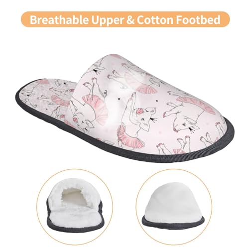 Cute Piggy Ballerina Print Women Slippers Home Furry Shoes Keep Men Couples Shoes Warm For Women-4