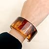 Frigotine Chunky Resin Brown Cuff Wide Bangle Bracelets for Women, Trendy Statement Acrylic Transparent Tortoiseshell Acetate Mottled Wrap Wristband Bracelet Prom Holiday Jewelry Gift #1