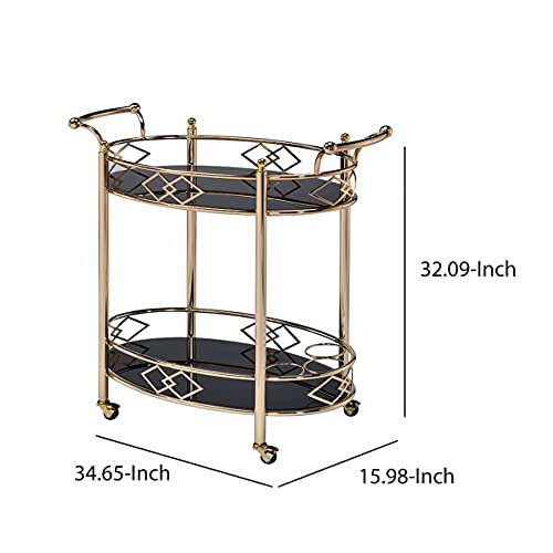 Acme Ottesen Serving Cart - - Gold & Black Glass #TOP4