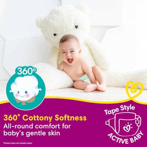 Image of Pampers Active Baby Taped Diapers, Large size diapers, (L) 50 count, taped style custom fit