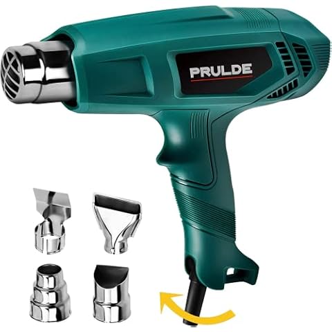 Heat Gun Kit, PRULDE Hot Air Gun Variable Temperature 400℃-600℃,Heatgun Dual Temp Settings with 4 Nozzles for Crafts, Shrink PVC/Tubing, Paint Removing Cover