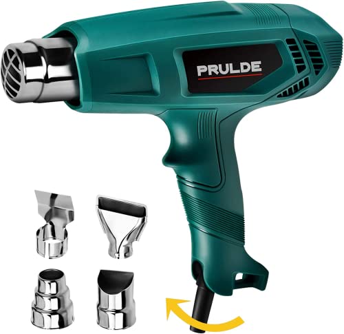PRULDE Heat Gun Kit, Hot Air Gun Variable Temperature 400℃-600℃, Heatgun Dual Temp Settings with 4 Nozzles for Crafts, Shrink PVC/Tubing, Paint Removing 1 PRULDE Heat Gun Kit, Hot Air Gun Variable Temperature 400℃-600℃, Heatgun Dual Temp Settings with 4 Nozzles for Crafts, Shrink PVC/Tubing, Paint Removing