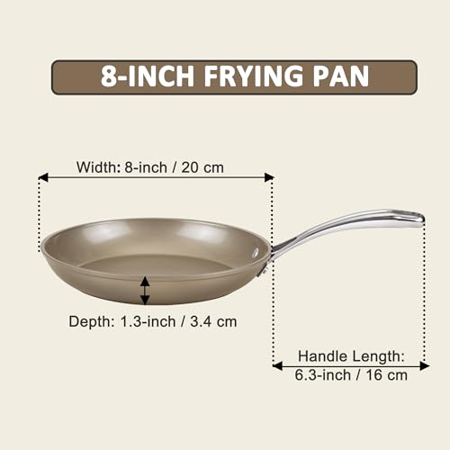 Cooks Standard Frying Pan Hard Anodized Ceramic Nonstick, 8-inch Classic Skillet Egg Omelette Fry Pan with Stainless Steel Handle, Induction Compatible, Bronze - Image 3