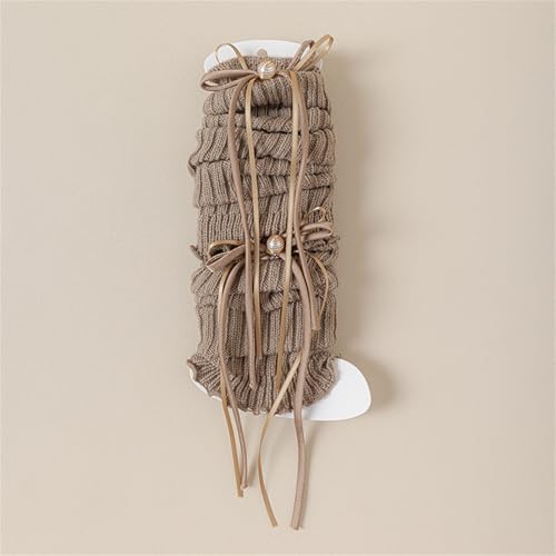 Girls Knitted Leg Warmer Ribbon Bowknot Under Knee Socks Kids Sock Sleeves for Ages 3-12 Year Children3