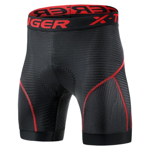 X-TIGER Shorts de Ciclismo Masculino com Almofada de Gel 5D, Respirável, Antiderrapante e Secagem Rá