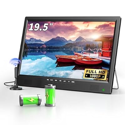NORTHING 19.5 Inch HD Portable TV with Antenna, 8000mAh Built-in Powered Operated TV for Indoor Outdoor, Rechargeable Small T V with HDMI/USB/AV Input, for Camping, Kitchen, RV, Patio, Home, Truck