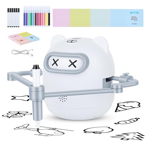 Drawing Robot for Kids with Camera Recognition, Montessori Educational Art Toy Kit with 100 Cards 12 Colorful Pens for Preschool Learning Activities,for 3 4 5 6 7 8 Year Old Boys Girls Birthday Party