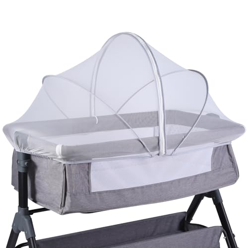 Capa de berço portátil com rede mosquiteira e zíper bidirecional,...