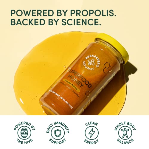image for Superfood Honey by Beekeeper's Naturals - Bee Pollen, Royal Jelly, Pro