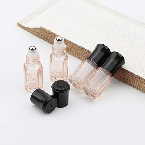 Pack Of 10, 3Ml Mini Portable Travel Cosmetic Container Vial Jar Sample Storage Empty Octagonal Glass Roller Bottles With Stainless Steel Ball, Opener And Funnels #TOP1