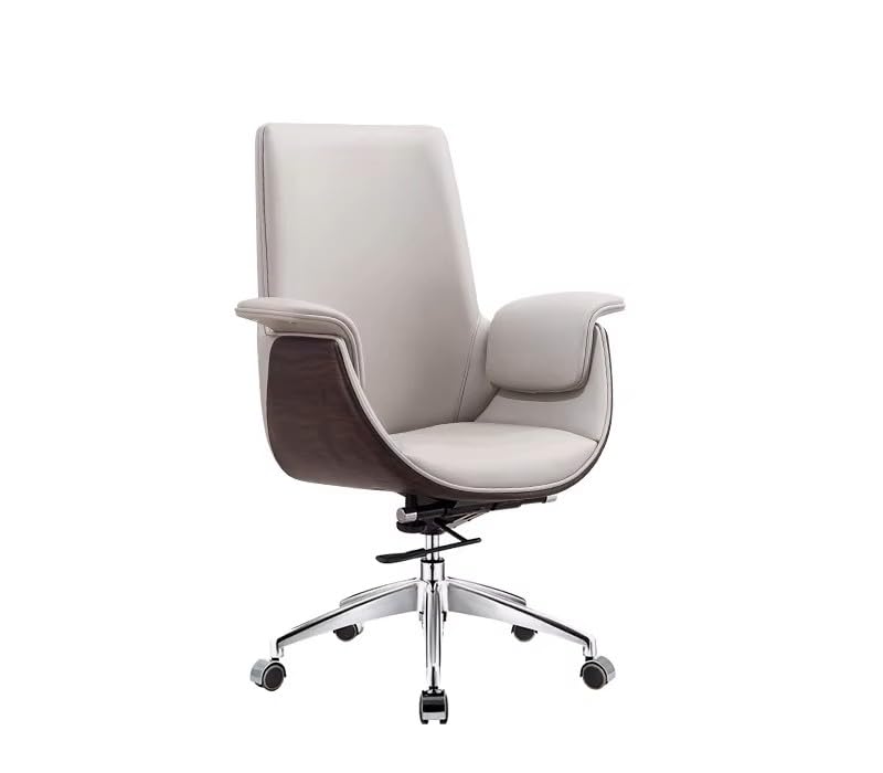 Image of Trendor Leatherette Luxury Ergonomic Executive Chair, Multi-Function Modern Designed Office Leather Chair, Conference Chair with Wood Back (Without Headrest, Beige)