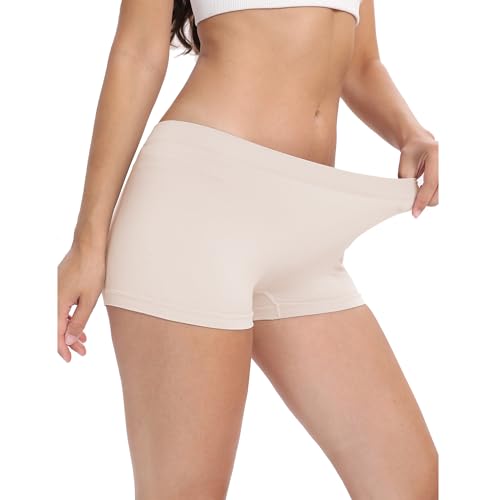 Image of LALESTE Women's Boyshort Underwear Full Coverage Seamless Panties Soft Stretch Boxer Briefs 5 Packs