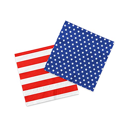 Gatherfun American Flag Patriotic Party Supplies Disposable Paper Napkins Cocktail Napkins For Veterans Day Election Day 4Th Of July Independence Day Decorations, 40 Pack Of Stars+40 Pack Of Stripes #TOP6