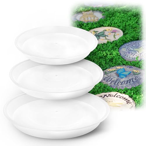 U0U 3 Size Round Stepping Stone Mold,10" 11.4" 12.6" Cement Molds for Concrete,White Plastic Concrete Molds for Casting Garden Pathmate Pavement Precast and Forms Walkway