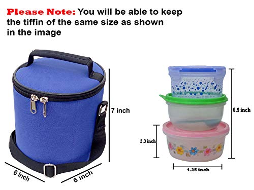 Image of Insulated Lunch /Tiffin Bag, Polyester, Water Resistant, for Office, School and Travelling, 1 Litre (Without Containers, Size-6.5 X 6 X 6)