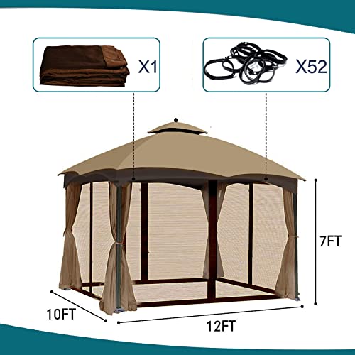 Wonwon Grill Gazebo Replacement Canopy Top 5x8+Gazebo Universal Replacement Mosquito Netting 10\' x 12\'