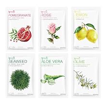 Plants Fruits Face Masks for Women,Aloe Vera Face Mask Hydrating,Moisturizing Rose Facial Masks for Women,Cruelty-Free Facial Face Mask Sheet Skincare6Pack