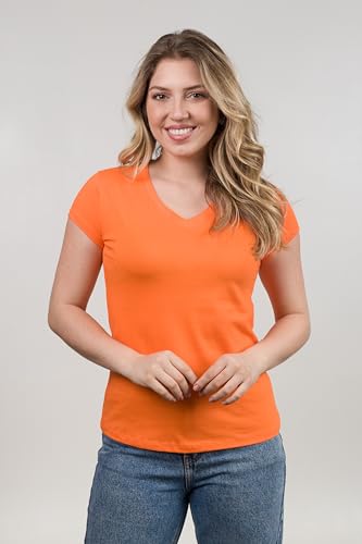 Kit 4 Blusinhas Feminina Slim Babylook Algodão Gola V (G, 1 Preto , 1 Pink, 1 Oliva, 1 Berg)