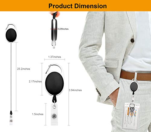 Fushing 20Pcs Retractable Id Badge Holders Id Badge Reels With Clip Retractable Badge Holders For Office Worker Doctor Nurse (Black) #TOP1
