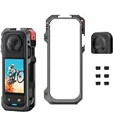 Insta360 X5 対応 カメラ 拡張ケージ アルミ合金製ケージ+シリコン製レンズプロテクター 1/4のネジ穴 デュアル コールドシューマウント付き Insta360 X5用アクセサリー