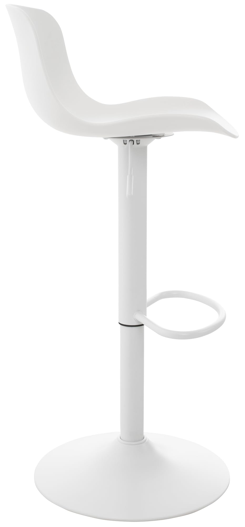 CLP Sgabello da Bar Seduta in plastica Almada I Sgabello da Bar Regolabile in Altezza I Girevole a 360° con Schienale e poggiapiedi, Colore:Bianco