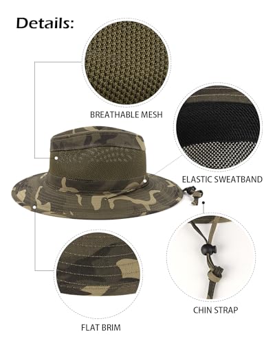 Image of Zylioo XXL XL L M Outback Hat with Wide Brim,Breathable Mesh Crown Fishing Hat,Summer Hiking Hat for Camping,Gardening