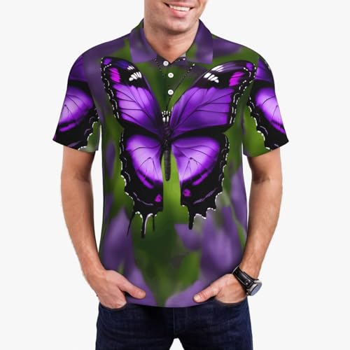 Chemise imprimé papillon violet homme vêtement sport respirant