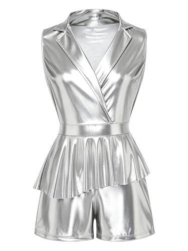 Mono playsuit de fiesta elegante en talla XL con escote en V profundo