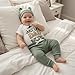 GINEVSAL Baby Boy Summer Outfit Just Like Dad But Tiny Letter Print Crew Neck Short Sleeve Romper Pants and Cap 3 Pcs Set (Green, 0-3 Months)