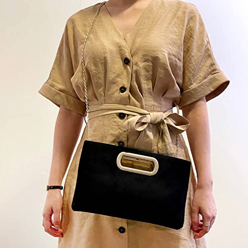 Image of Top Handle Faux Suede Clutch