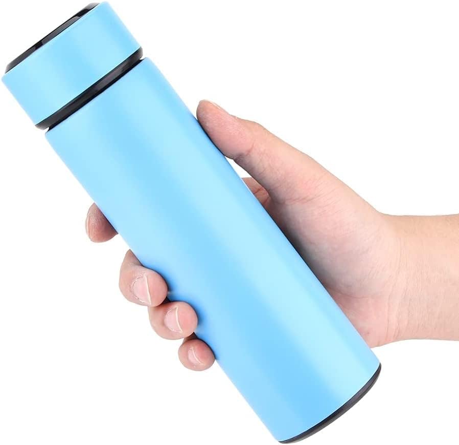 Image of Stainless Steel Smart Water Bottle with LED Temperature Display Double Wall Insulated Leak-Proof Flask Keeps Drinks Hot /Cold for 24 Hour (500ml) (Blue)