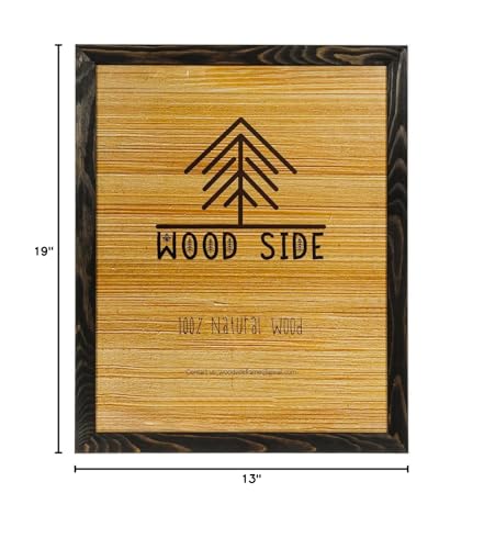 Image of Rustic Wooden Poster Picture Frame 13x19 - Natural Solid Eco Distressed Wood for Wall Mounting Photo Frame - Charcoal