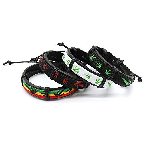 Yooce 420 Leaf Wristbands Bracelet, 4Pcs