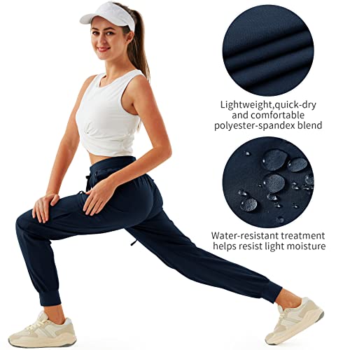 Women's Cargo Joggers Lightweight Quick Dry Hiking Pants For Women Outdoor Casual Athletic Workout Lounge With Zipper Pockets Navy Blue M #TOP3