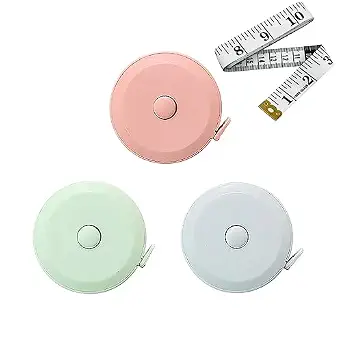 3 Pack Retractable Measuring Tapes with Body and Fabric Measures, 60-Inch (Macaron Blue, Pink, Green)
